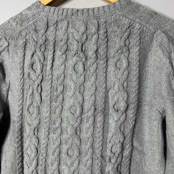 Vintage L.L. Bean Cable Knit Crewneck Sweater Women's Small Gray Fisherman - Picture 6 of 7